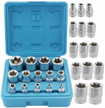 Набір торцевих головок CrV 1/2", 3/8", 1/4" E-TORX 14 од. G13566 G13566 фото