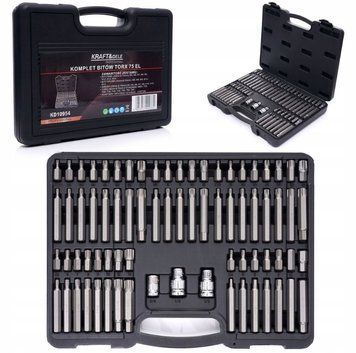 Набір шестигранних ключів 75ел. TORX SPLINE RIBE KD10954 в пластиковій валізі KD10954 фото