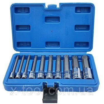 Набір довгих біт (1/4" 3/8" 1/2") SPLINE M4-M18 10 ел. Vorfal V08064 V08064 фото