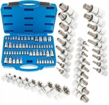 Набір головок TORX + біти в голівці TORX / E-TORX /TORX PLUS (1/4 / 3/8 "/ 1/2") 60 од. Vorfal V08065 V08065 фото