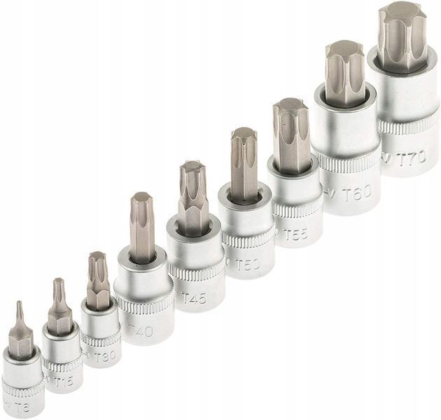 Набір головок TORX + біти в голівці TORX / E-TORX /TORX PLUS (1/4 / 3/8 "/ 1/2") 60 од. Vorfal V08065 V08065 фото