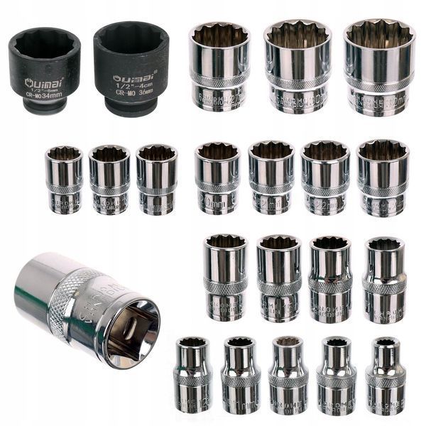 Набір головок 1/2" 12-гранних (8-36 мм) 21 шт. P3003 P3003 фото