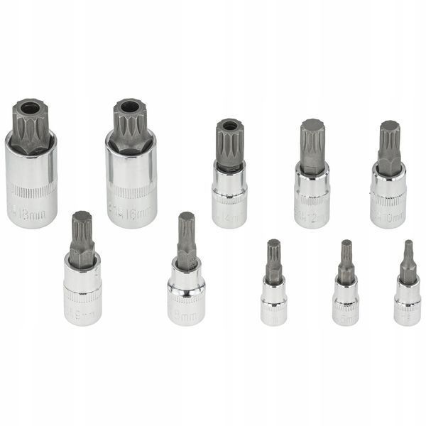 Набор бит впрессованных в головку SPLINE М4-М10 (1/2"/1/4"/3/8") 10 ед. Vorfal V08055 V08055 фото
