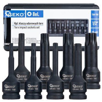 Набір ударних біт TORX 8еl. 1/2" T30-T80 CR-MO G10527 G10527 фото