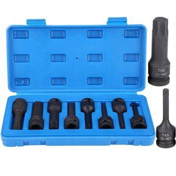Набір ударних біт впресованих у головку TORX T30-T80 1/2 CR-MO 8 Vorfal V08052 V08052 фото