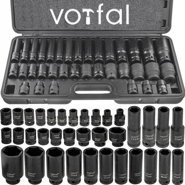 Набір торцевих ударних головок 1/2" (8-32 мм) CR-MO 35 од. Vorfal V08121 V08121 фото